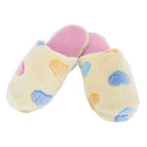 CTM Women's Heart Pattern Fur Slippers